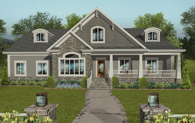 Craftsman House Plan Front of Home - Primrose Park Country Home 013D-0212 - Shop House Plans and More