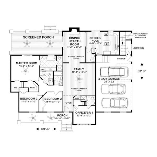 Country House Plan First Floor - Stella Lane Country Home 013D-0213 - Shop House Plans and More