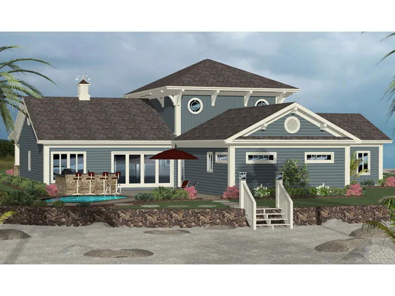 Vacation House Plan Rear Photo 01 - Surfside Coastal Home 013D-0215 - Shop House Plans and More