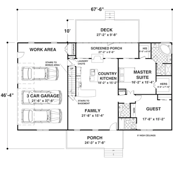 Country House Plan First Floor - Creekstone Country Ranch Home 013D-0217 - Search House Plans and More