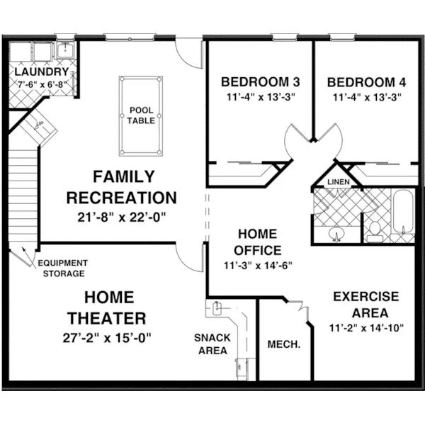 Country House Plan Lower Level Floor - Creekstone Country Ranch Home 013D-0217 - Search House Plans and More