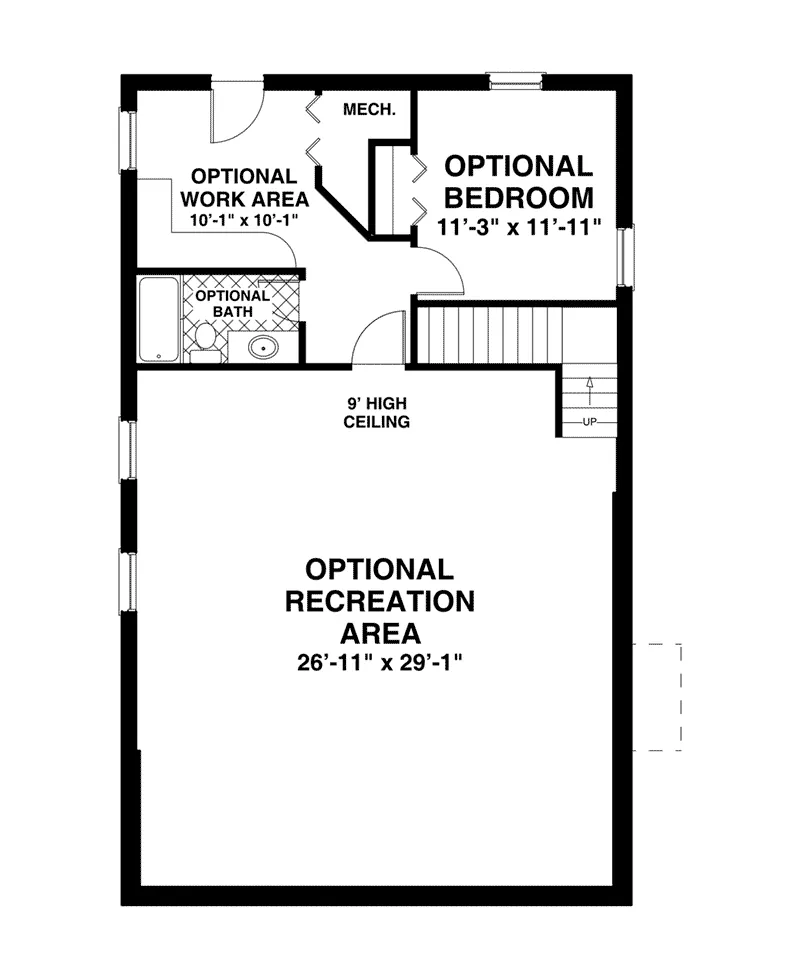 Bungalow House Plan Basement Floor - Mountain Laurel Vacation Home 013D-0221 - Shop House Plans and More