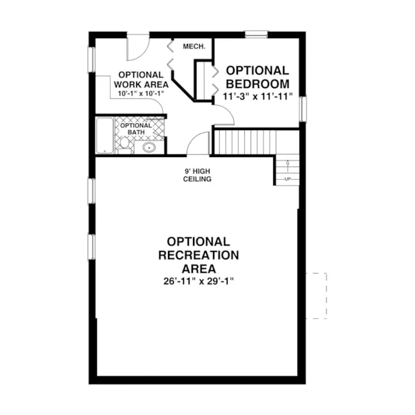 Craftsman House Plan Basement Floor - Mountain Laurel Vacation Home 013D-0221 - Shop House Plans and More