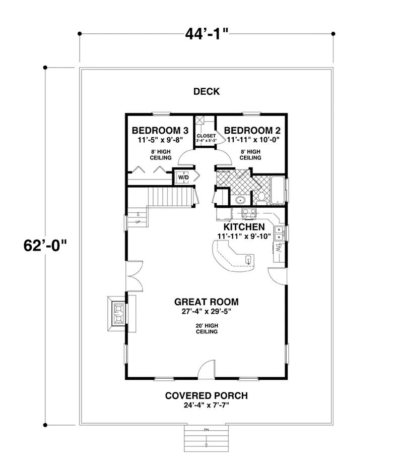 Vacation House Plan First Floor - Saddle Valley Country Bungalow 013D-0222 - Shop House Plans and More