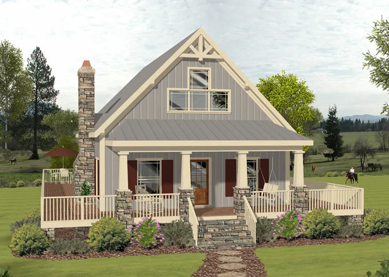 Vacation House Plan Front of Home - Saddle Valley Country Bungalow 013D-0222 - Shop House Plans and More