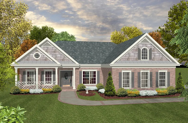 Front of Home - Bedford Bay Ranch Home 013D-0224 - Search House Plans and More
