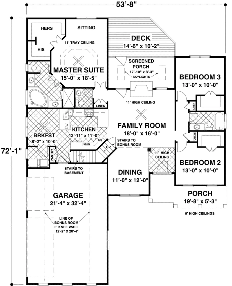 First Floor - Roanoake Hill Multi Level Home 013D-0225 - Shop House Plans and More