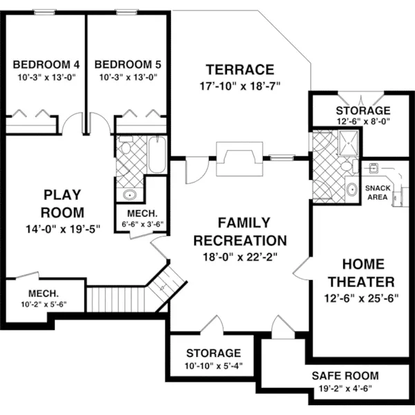 Lower Level Floor - Roanoake Hill Multi Level Home 013D-0225 - Shop House Plans and More