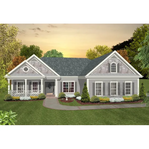 Shingle House Plan Front of Home - Maplecrest Ranch Home 013D-0226 - Shop House Plans and More