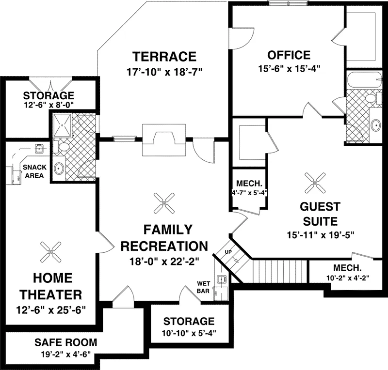 Southern House Plan Lower Level Floor - Madison Lane One-Story Home 013D-0229 - Shop House Plans and More