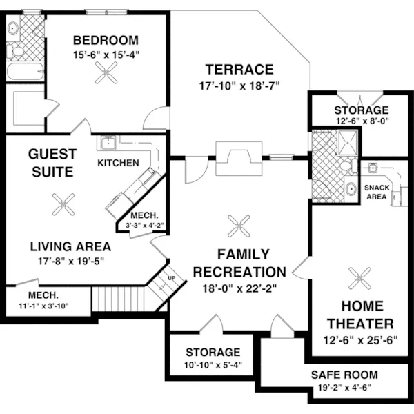 Vacation House Plan Lower Level Floor - Falls Church Arts And Crafts Home 013D-0230 - Search House Plans and More