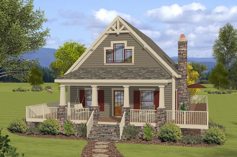 Bungalow House Plan Front of Home - Chesnut Ridge Bay 013D-0231 - Search House Plans and More