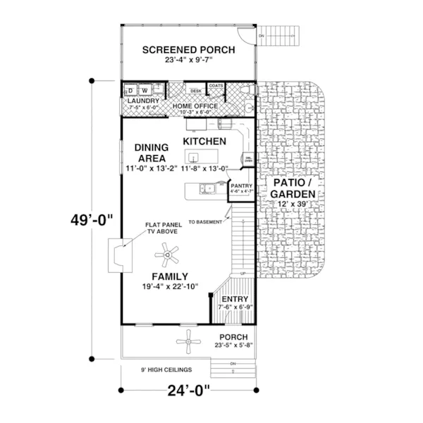 Shingle House Plan First Floor - Cornhill Country Home 013D-0233 - Search House Plans and More