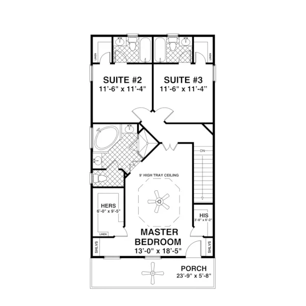 Shingle House Plan Second Floor - Cornhill Country Home 013D-0233 - Search House Plans and More