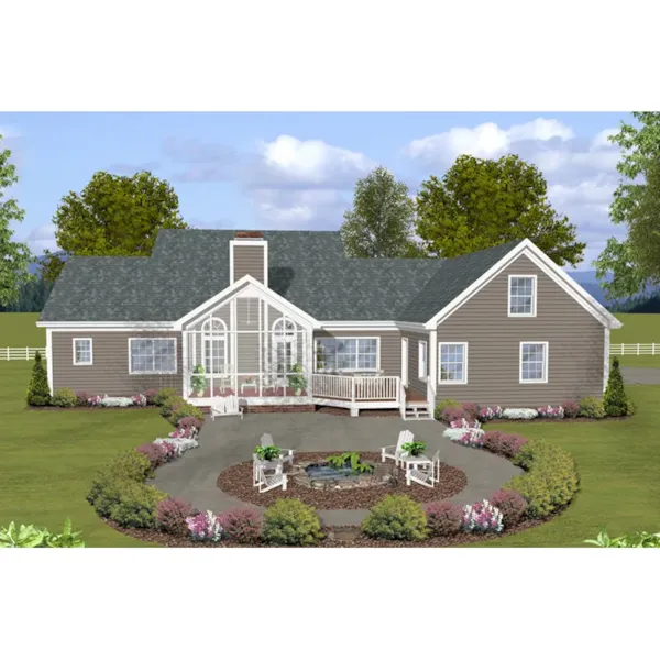 Country House Plan Rear Photo 01 - Kempsville One-Story Home 013D-0235 - Search House Plans and More