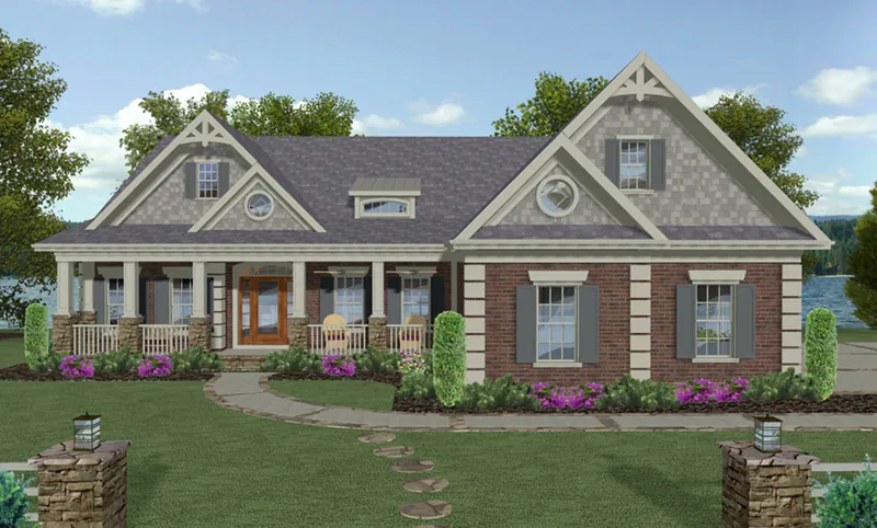 Front of Home - Compass Pointe Traditional Home 013D-0240 - Search House Plans and More