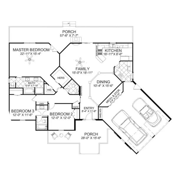 Arts & Crafts House Plan First Floor - Cheyenne Peak Rustic Home 013D-0244 - Shop House Plans and More