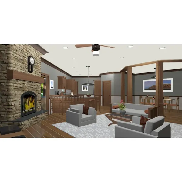 Arts & Crafts House Plan Great Room Photo 01 - Cheyenne Peak Rustic Home 013D-0244 - Shop House Plans and More