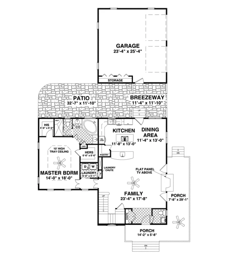 Modern Farmhouse Plan First Floor - Sunrise Path Country Home 013D-0250 - Shop House Plans and More