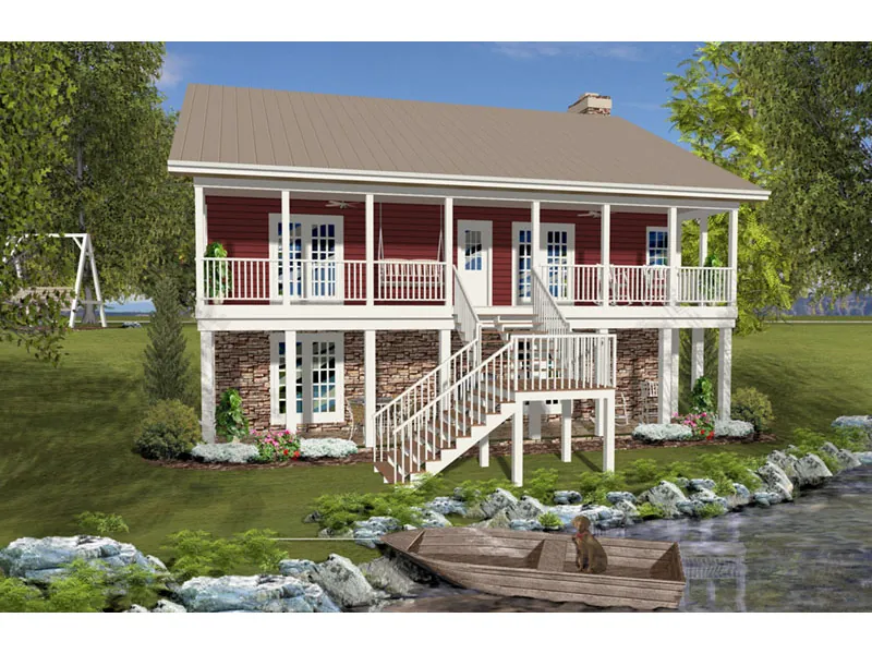 Modern Farmhouse Plan Rear Photo 01 - Raft Creek Country Home 013D-0253 - Shop House Plans and More