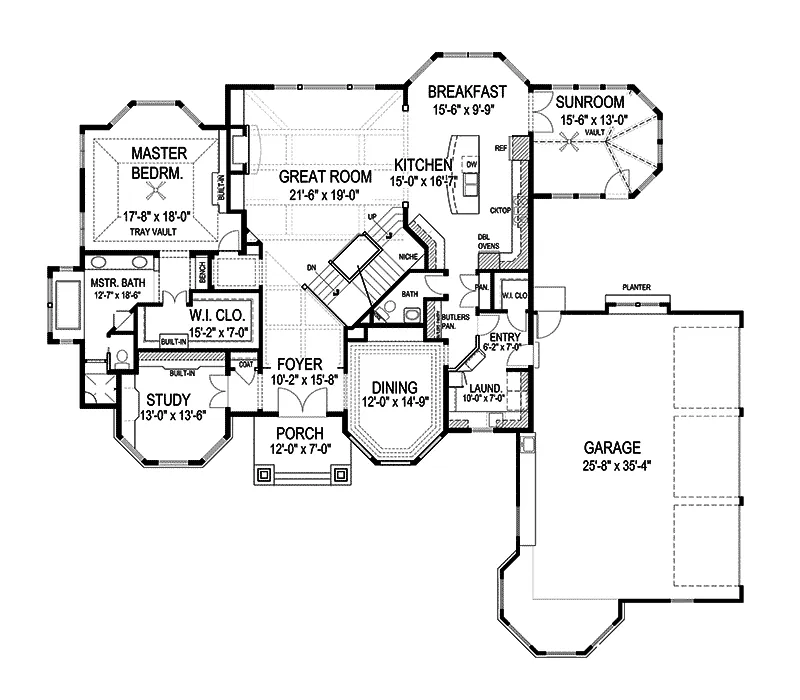 Traditional House Plan First Floor - Winborn Luxury Home 013S-0001 - Shop House Plans and More