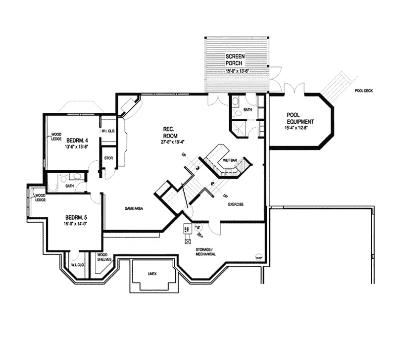 Traditional House Plan Lower Level Floor - Winborn Luxury Home 013S-0001 - Shop House Plans and More