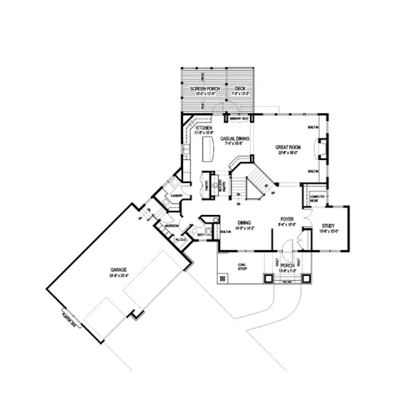 Arts & Crafts House Plan First Floor - Strayhorn Luxury Home 013S-0006 - Shop House Plans and More