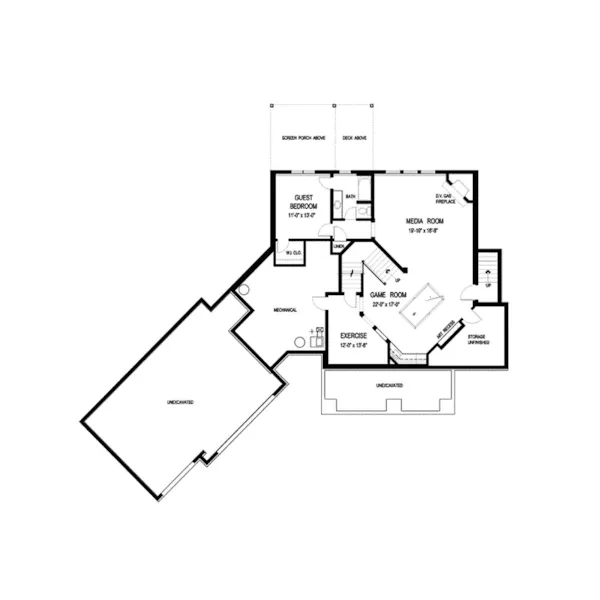 Arts & Crafts House Plan Lower Level Floor - Strayhorn Luxury Home 013S-0006 - Shop House Plans and More