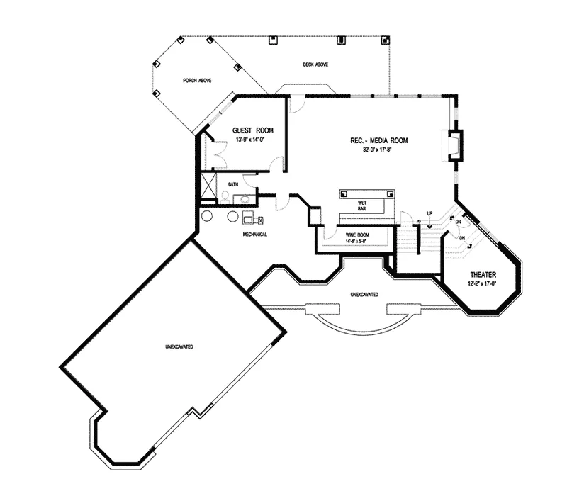 Arts & Crafts House Plan Lower Level Floor - Clarksdale Luxury Home 013S-0008 - Search House Plans and More
