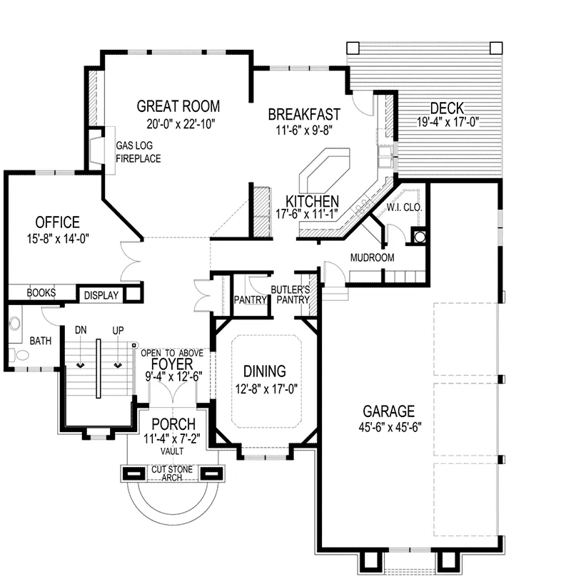 Prairie House Plan First Floor - Waterstone Luxury Home 013S-0009 - Shop House Plans and More