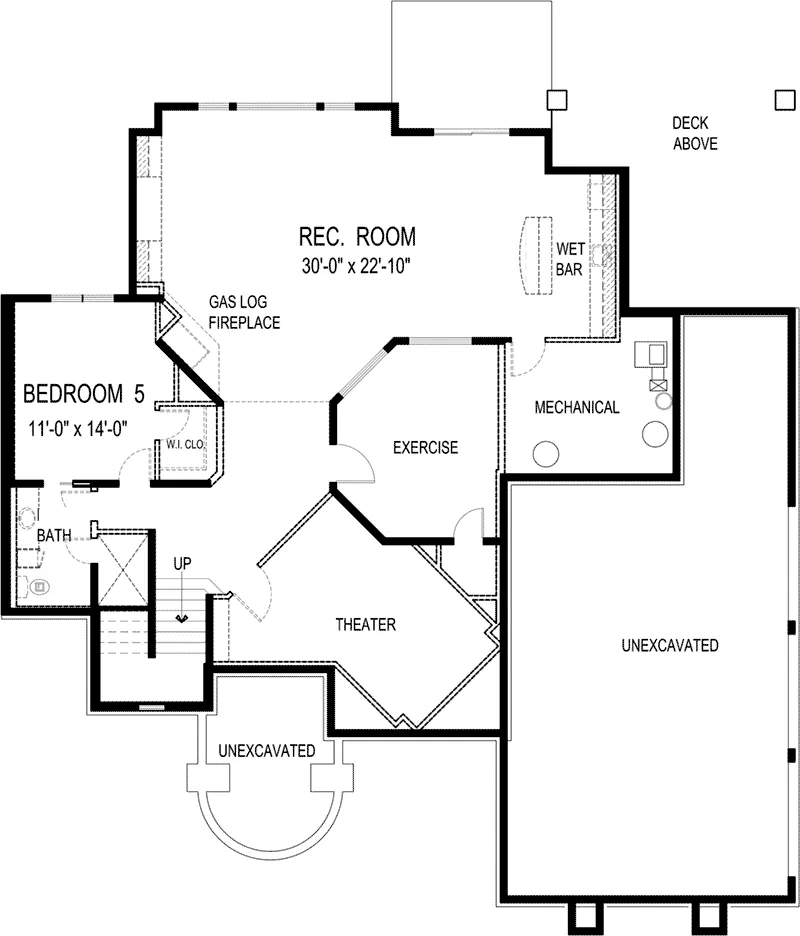 Prairie House Plan Lower Level Floor - Waterstone Luxury Home 013S-0009 - Shop House Plans and More
