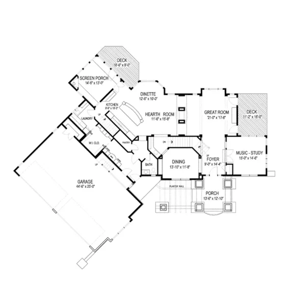 Arts & Crafts House Plan First Floor - Greenwood Springs Luxury Home 013S-0010 - Search House Plans and More