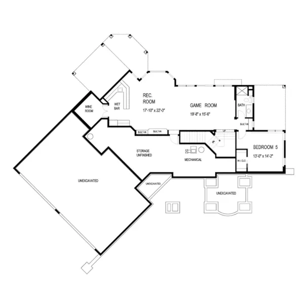 Arts & Crafts House Plan Lower Level Floor - Greenwood Springs Luxury Home 013S-0010 - Search House Plans and More