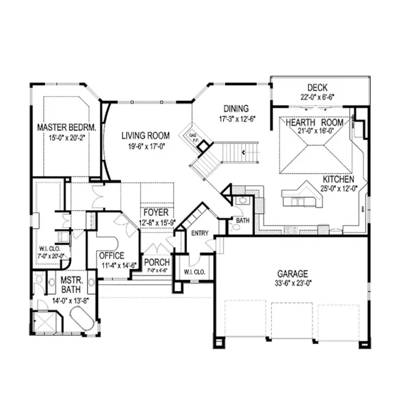 Prairie House Plan First Floor - Sidney Field Modern Home 013S-0011 - Shop House Plans and More