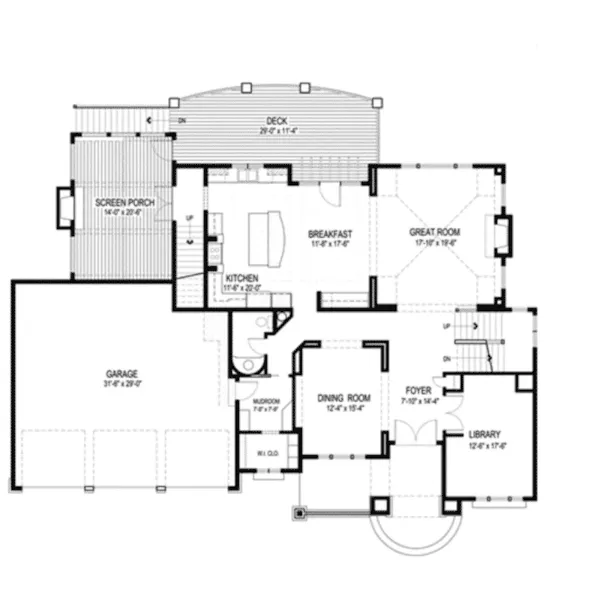 Arts & Crafts House Plan First Floor - Big Stone Ridge Craftsman Home 013S-0012 - Search House Plans and More