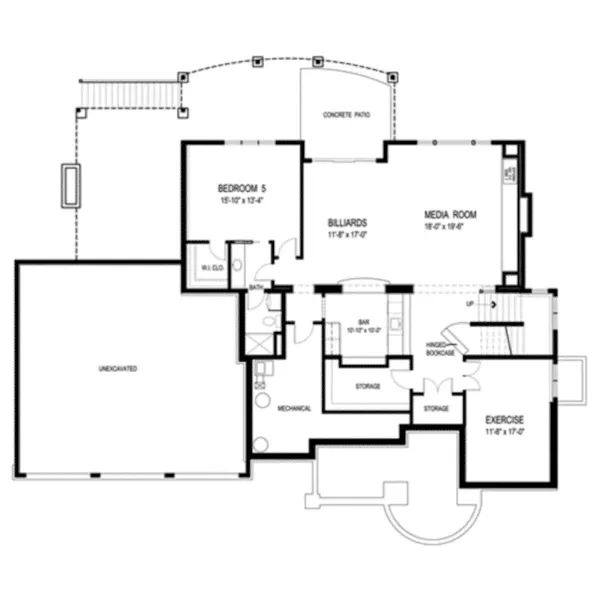 Arts & Crafts House Plan Lower Level Floor - Big Stone Ridge Craftsman Home 013S-0012 - Search House Plans and More