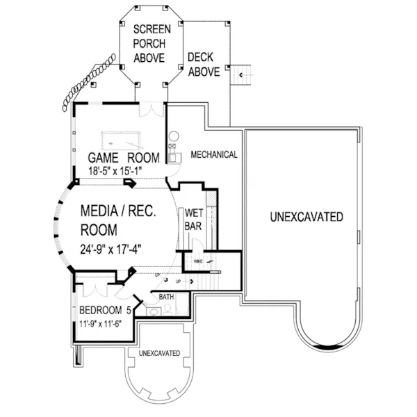 Victorian House Plan Lower Level Floor - Hilliard Luxury Home 013S-0013 - Search House Plans and More