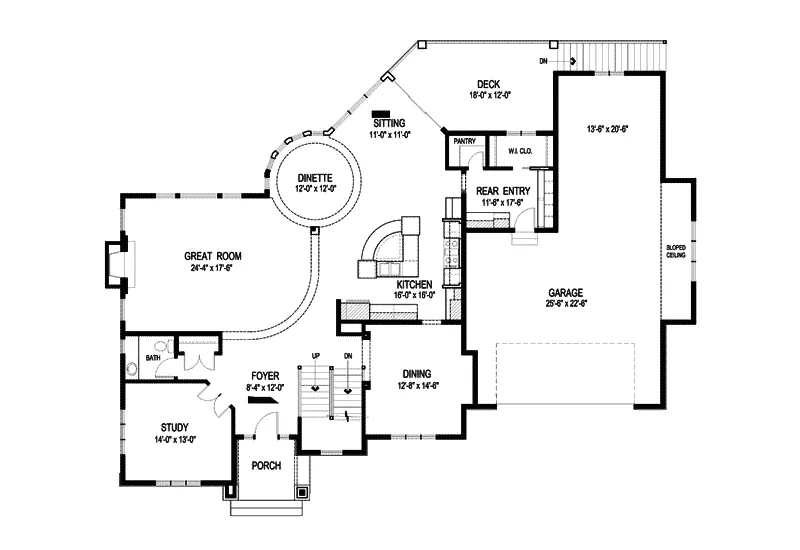 Arts & Crafts House Plan First Floor - Drew Heights Luxury Home 013S-0015 - Search House Plans and More