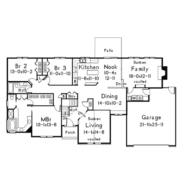 Ranch House Plan First Floor - Seville Traditional Ranch Home 014D-0001 - Shop House Plans and More