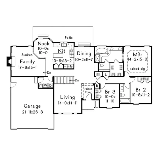 Southwestern House Plan First Floor - Darlington Sunbelt Home 014D-0002 - Search House Plans and More