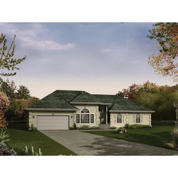 Stucco Ranch Home With Decorative Corner Quoins