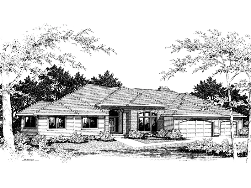 Contemporary House Plan Front Image of House - Summersville Ranch Home 014D-0003 - Shop House Plans and More