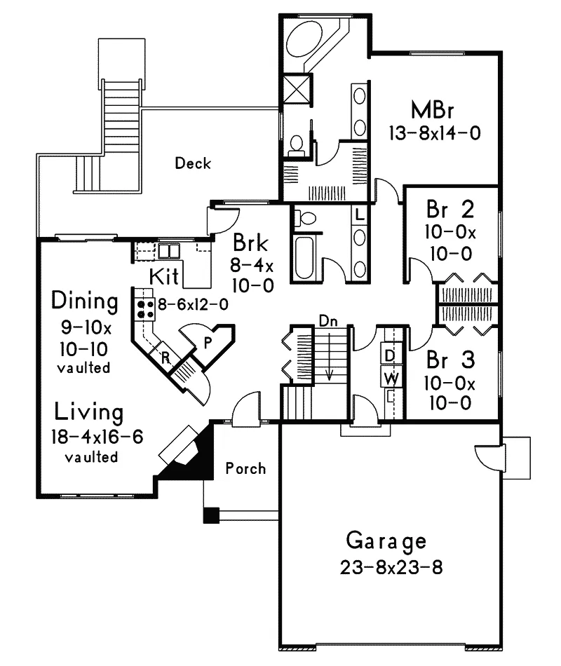 Traditional House Plan First Floor - Jackson Ranch Home 014D-0004 - Search House Plans and More