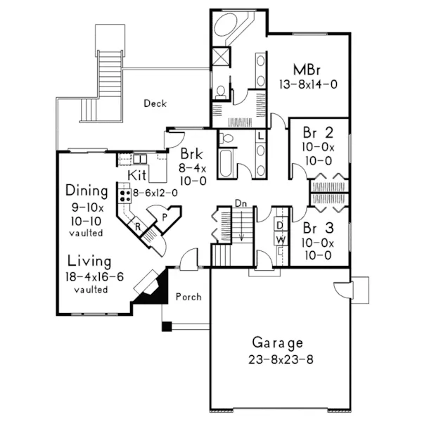 Traditional House Plan First Floor - Jackson Ranch Home 014D-0004 - Search House Plans and More