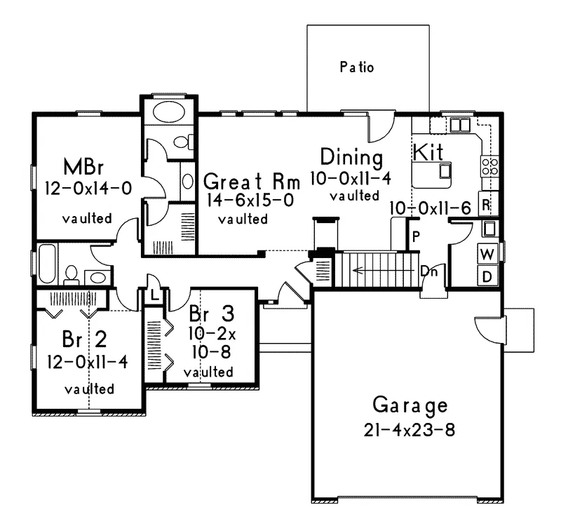 Traditional House Plan First Floor - Stratton Ranch Home 014D-0007 - Shop House Plans and More