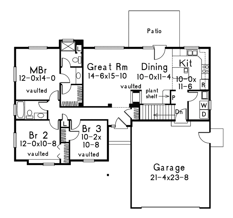 Ranch House Plan First Floor - Goodwin Ranch Home 014D-0009 - Search House Plans and More
