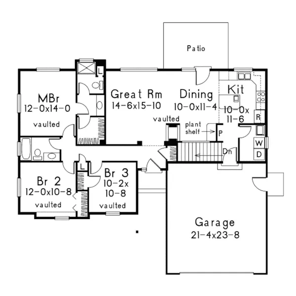 Traditional House Plan First Floor - Goodwin Ranch Home 014D-0009 - Search House Plans and More