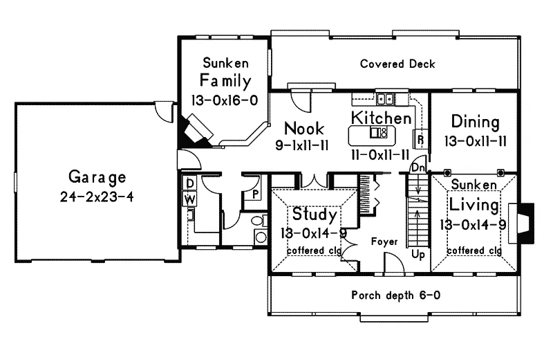 Traditional House Plan First Floor - Clarkson Country Farmhouse 014D-0012 - Search House Plans and More