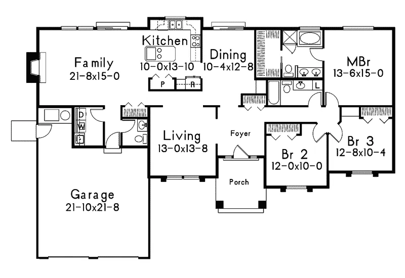 Ranch House Plan First Floor - Maryville Contemporary Home 014D-0015 - Shop House Plans and More