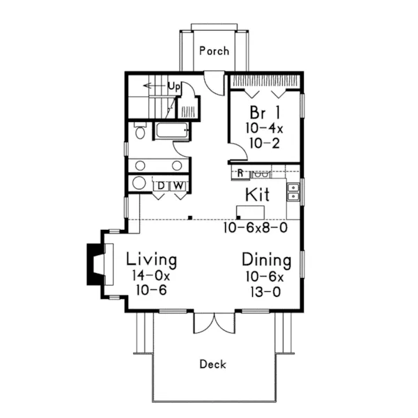 Cabin & Cottage House Plan First Floor - Riverside Vacation Home 014D-0016 - Shop House Plans and More